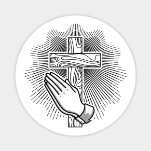 Cross of the Lord Jesus Christ and hands in prayer Magnet